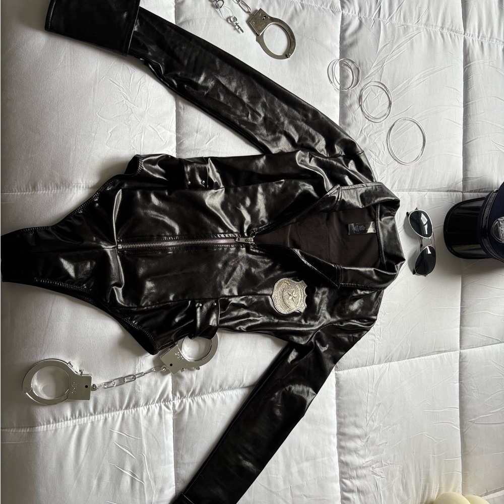 Black Latex Police Bodysuit